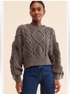 Line & Dot for Anthropologie Jasper Chunky Fringe Sweater NWT